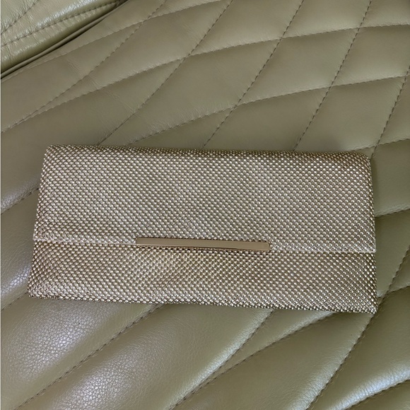 INC International Concepts Handbags - International Concepts INC - (NWOT) Gold mesh Clutch Purse with Strap 10”x 5”
